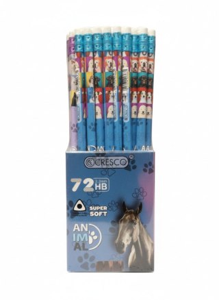 Cresco Ołówek trójkątny ANIMALS 215031 HB Cresco (Z GUMKĄ)