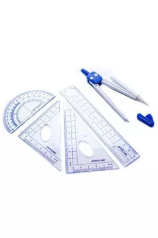 Deli Komplet geometryczny BUMPERS z cyrklem 5 el. Deli (E9598)