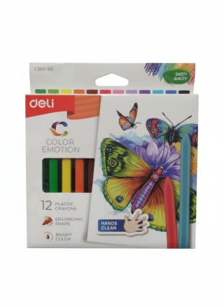 Deli Kredki świecowe COLOR EMOTION 12 KOLORÓW trójkątne 12 kol. Deli (EC20000)