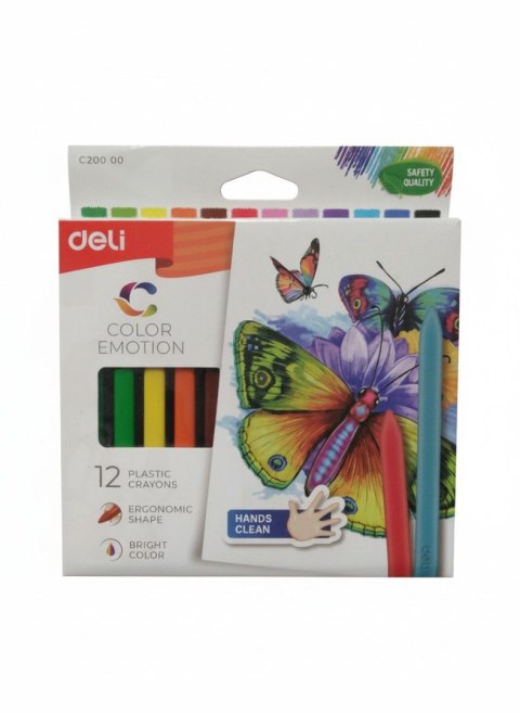Deli Kredki świecowe COLOR EMOTION 12 KOLORÓW trójkątne 12 kol. Deli (EC20000)