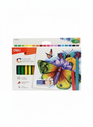 Deli Kredki świecowe COLOR EMOTION 18 KOLORÓW trójkątne 18 kol. Deli (EC20010)