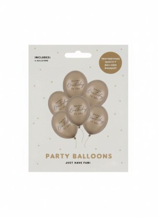 Partydeco Balon gumowy Happy Birthday, Metallic Cold Gold złoty 300mm Partydeco (SB14M-341-019Z-6)