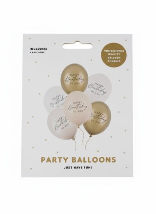 Partydeco Balon gumowy Happy Birthday, mix BEŻOWY 300mm Partydeco (SB14P-341-013-6)