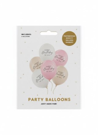 Partydeco Balon gumowy Happy Birthday, mix różowy 300mm Partydeco (SB14P-341-081-6)