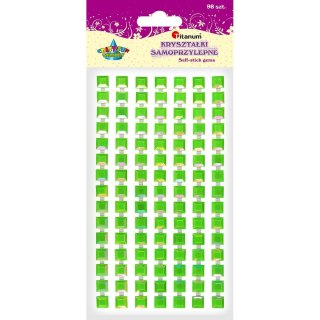 Titanum Kryształki Craft-Fun Series samoprzylepne na pasku kwadraty 8x8mm zielone Titanum (16078C)