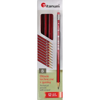 Titanum Ołówek techniczny Titanum B z gumką 12 szt.