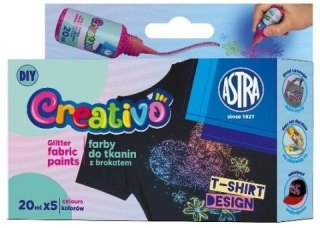 Creativo Farba do tkanin z brokatem kolor: mix 20ml 5 kolor. Creativo (301025012)