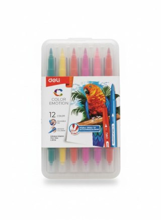 Deli Flamaster COLOR EMOTIO 12k dwustronne 12 kol. Deli (EC151-12)