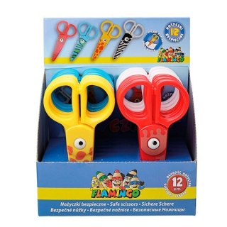 Flamingo Nożyczki dla dzieci bezpieczne, wzory zwierzęce 12cm