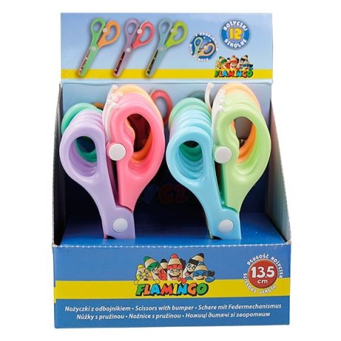 Flamingo Nożyczki dla dzieci bezpieczne z osłoniętym ostrzem z odbojnikiem 13,5cm