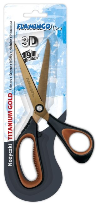 Flamingo Nożyczki tytanowe złote ostrze 3D 19cm Flamingo (FL055526)