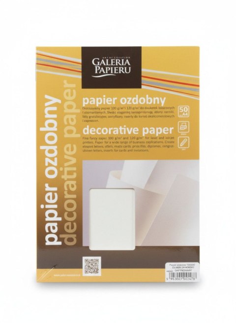 Galeria Papieru Papier ozdobny (wizytówkowy) gładki satynowany A4 kremowy 120g Galeria Papieru (206802)