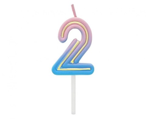 Godan Świeczka urodzinowa cyferka B&C Neon 2, 44x28x12mm Godan (7C-SCN2)