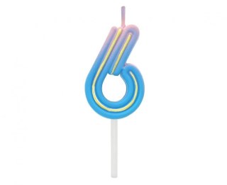 Godan Świeczka urodzinowa cyferka B&C Neon 6, 44x28x12mm Godan (7C-SCN6)