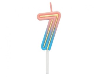 Godan Świeczka urodzinowa cyferka B&C Neon 7, 44x28x12mm Godan (7C-SCN7)