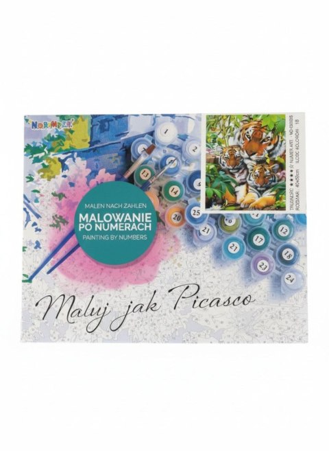 Norimpex Zestaw kreatywny malowanie po numerach - 3 tygrysy 40x50cm Norimpex (NO-1008215)