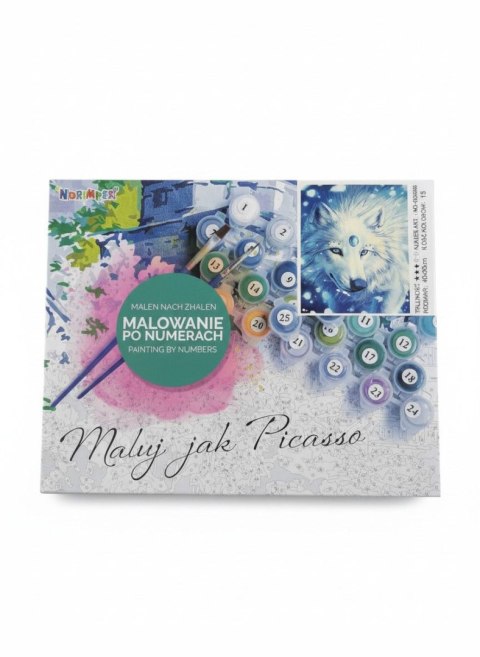 Norimpex Zestaw kreatywny malowanie po numerach -bialy wilk 40x50cm Norimpex (NO-1005686)