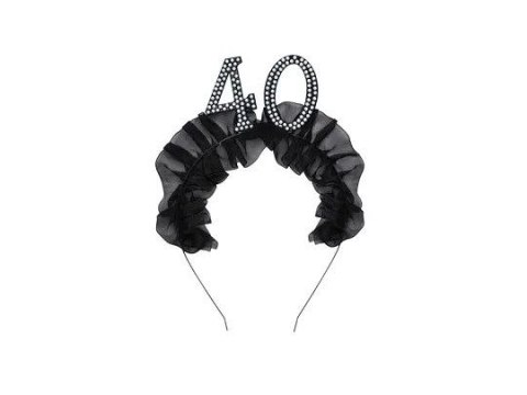 Partydeco Opaska 40 z falbanką i perełkami Partydeco (OP52-40-010)