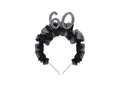 Partydeco Opaska 60 z falbanką i perełkami Partydeco (OP52-60-010)