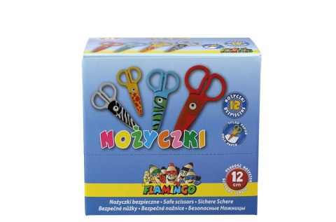 Flamingo Nożyczki dla dzieci bezpieczne, wzory zwierzęce 12cm