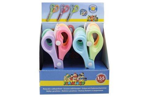 Flamingo Nożyczki dla dzieci bezpieczne z osłoniętym ostrzem z odbojnikiem 13,5cm