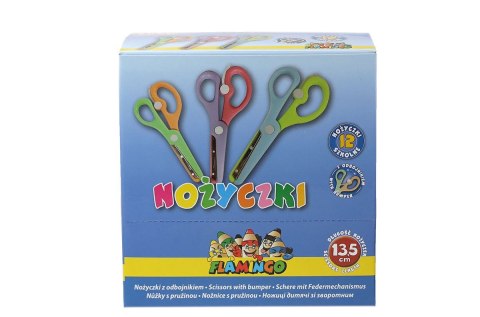 Flamingo Nożyczki dla dzieci bezpieczne z osłoniętym ostrzem z odbojnikiem 13,5cm