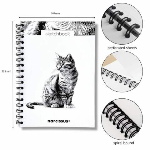 Narcissus Blok artystyczny szkicownik KOT B5 120g 60k Narcissus