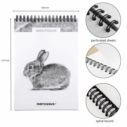 Narcissus Blok artystyczny szkicownik królik A5 120g 60k Narcissus