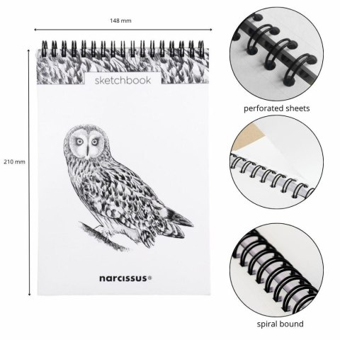 Narcissus Blok artystyczny szkicownik sowa A5 120g 60k Narcissus