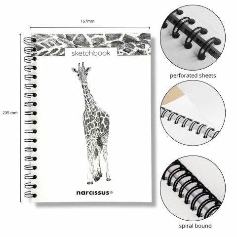Narcissus Blok artystyczny szkicownik żyrafa B5 120g 60k Narcissus