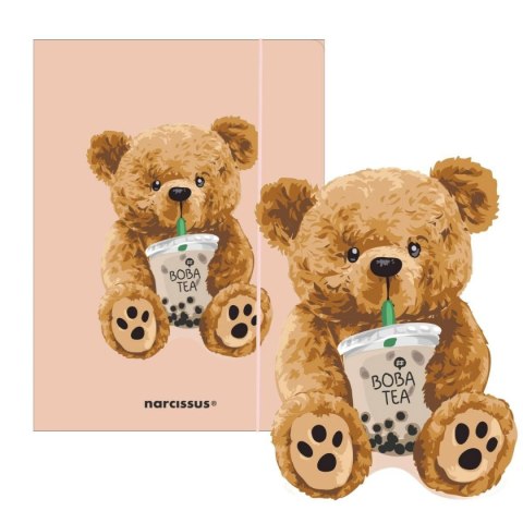 Narcissus Teczka kartonowa na gumkę Teddies& Miś z boba tea A4 mix 270g Narcissus