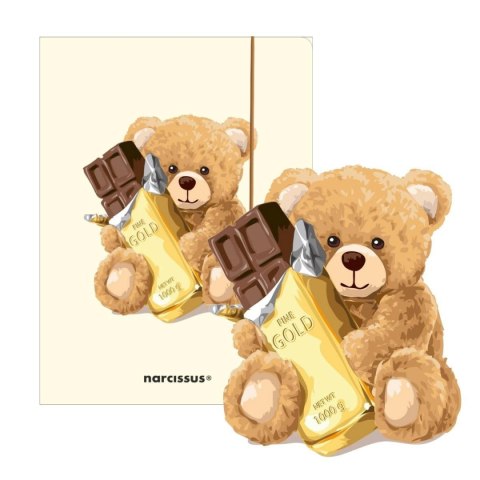 Narcissus Teczka kartonowa na gumkę Teddies& Miś z czekoladą A4 mix 270g Narcissus