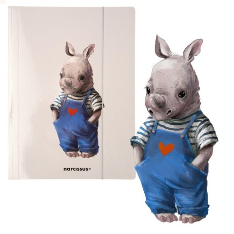 Narcissus Teczka kartonowa na gumkę nosorożec A4 mix 270g Narcissus