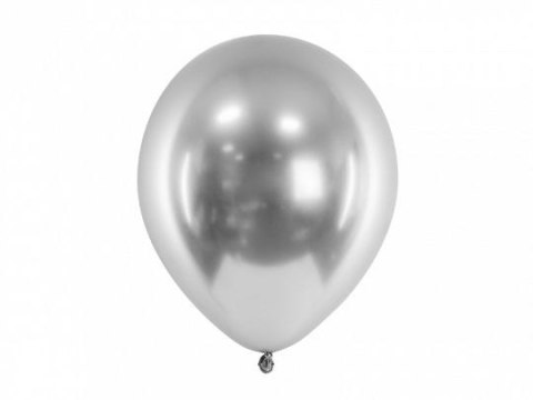 Partydeco Balon gumowy Glossy 10 szt. Srebrny 300mm Partydeco (CHB1-018-10)