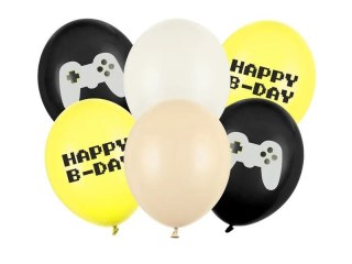 Partydeco Balon gumowy Happy B-day mix 300mm Partydeco (SB14P-336-000-6)