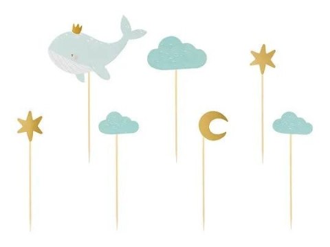 Partydeco Dekoracja do muffinek - Wieloryb, 11-13.5 cm (1 op. / 7 szt.) Partydeco (KPM29)