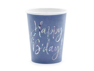 Partydeco Kubek jednorazowy Happy Bday!, granatowy papier 220ml Partydeco (KPP63-074-EU1)