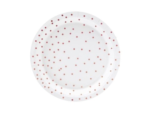 Partydeco Talerz jednorazowy Kropki, biały papier śr. 180mm 6 szt Partydeco (TPP53-008)
