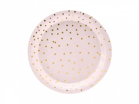 Partydeco Talerz jednorazowy Kropki, jasny róż papier śr. 180mm 6 szt Partydeco (TPP50-081J)