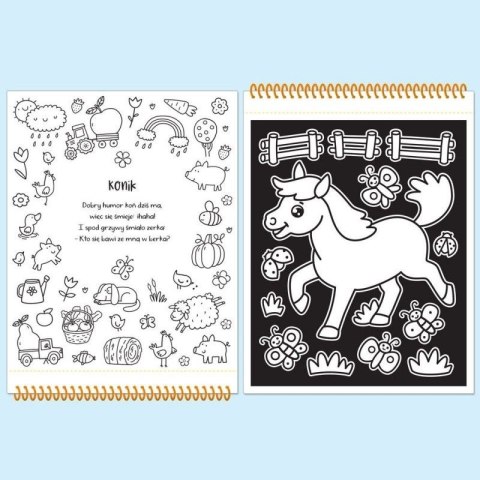 Aksjomat Książka dla dzieci Dotykaj i koloruj! Na wsi. Welurkowe kolorowanki Aksjomat