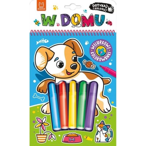 Aksjomat Książka dla dzieci Dotykaj i koloruj! W domu. Welurkowe kolorowanki Aksjomat