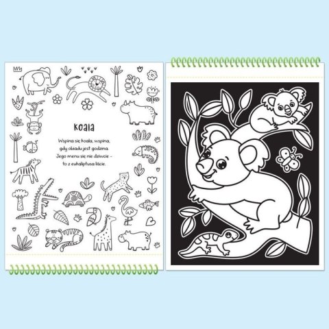 Aksjomat Książka dla dzieci Dotykaj i koloruj! W zoo. Welurkowe kolorowanki Aksjomat