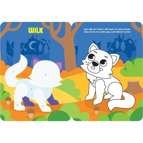 Aksjomat Książka dla dzieci Koloruję i naklejam. Zwierzątka w lesie. Duże naklejki od 3 lat Aksjomat