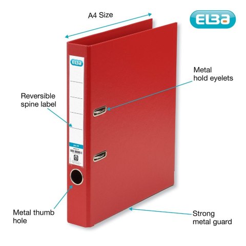 Elba Segregator dźwigniowy 5 cm Pro+ A4 50mm czerwony Elba (100202105)