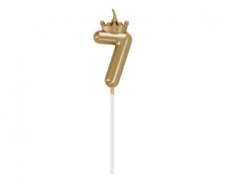 Godan Świeczka urodzinowa cyferka 7, z koroną, szampańskie złoto, 6 cm Godan (HC-SCK7)