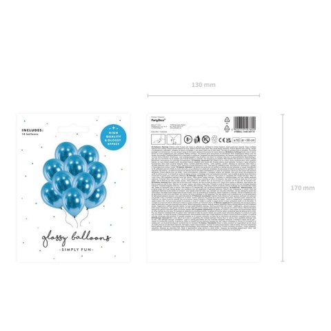 Partydeco Balon gumowy 10 szt. niebieski 270mm Partydeco (CHB1-001-10)
