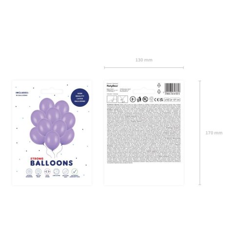 Partydeco Balon gumowy Party Deco BALONY STRONG pastelowy 10 szt lawendowy 270mm Partydeco (SB12P-004-10)