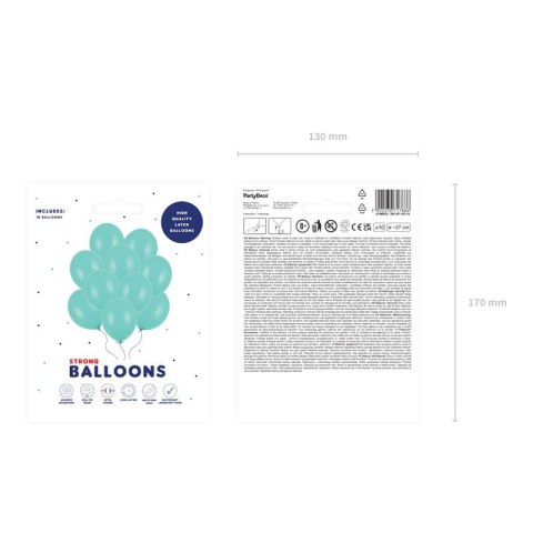 Partydeco Balon gumowy Party Deco BALONY STRONG pastelowy 10 szt zielony morski 270mm Partydeco (SB12P-103-10)