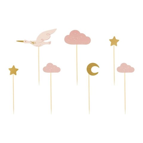 Partydeco Dekoracja do muffinek - Bocian, 11-12 cm (1 op. / 7 szt.) Partydeco (KPM30)