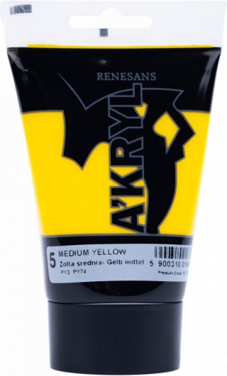 Renesans Farba akrylowa satynowa 05 kolor: żółty 100ml Renesans